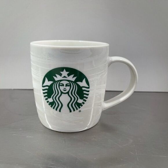12oz White Frosted Swirl Starbucks Mug New Bone - Picture 1 of 6